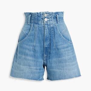 Frame Darted Medium Wash Denim Paperbag High Waist Wide Leg Shorts Women's 29